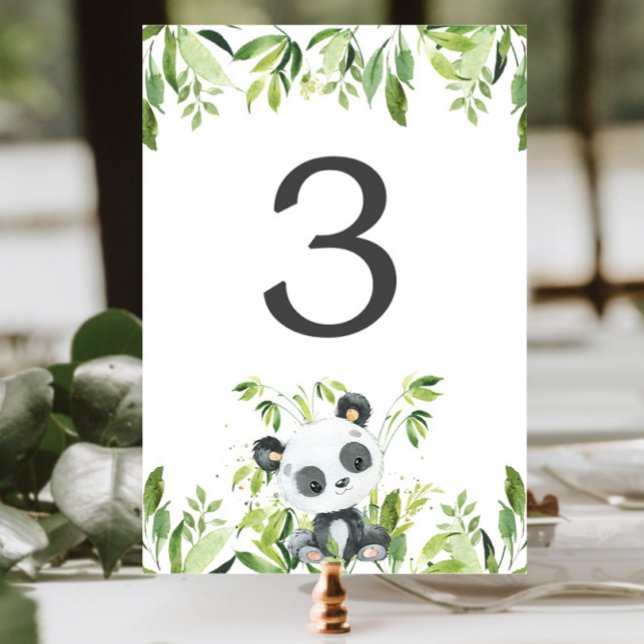 Tarjeta De Mesa Adorable Panda Greenery Baby Shower Cumpleaños (Subido por el creador)