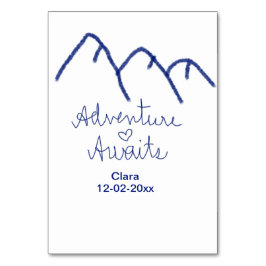 Tarjeta De Mesa Adventure awath blue mountain heart add name