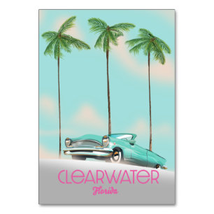Tarjeta De Mesa Afiche de viaje estilo vintage de Clearwater Flori