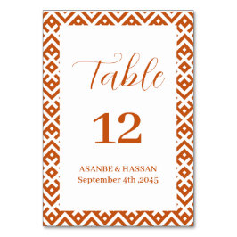 Tarjeta De Mesa African Ethnic Pattern Border Wedding 