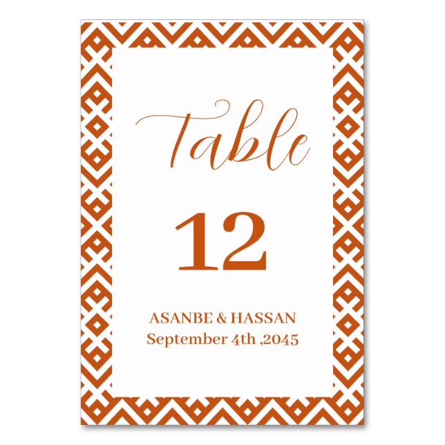 Tarjeta De Mesa African Ethnic Pattern Border Wedding  (Anverso)