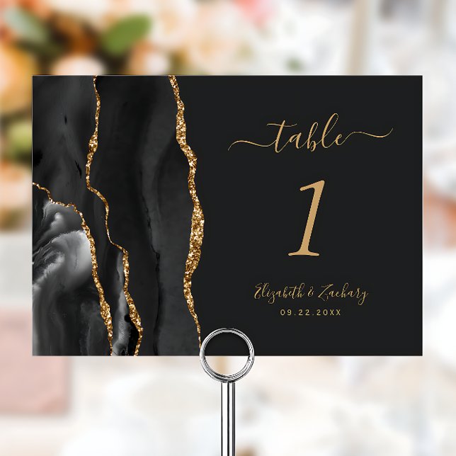 Tarjeta De Mesa Ágata de Oro Negro Boda Oscura (Subido por el creador)