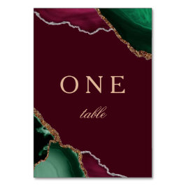 Tarjeta De Mesa Agate esmeralda moderno Boda de Borgoña 1