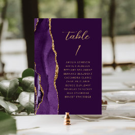 Tarjeta De Mesa Agate Purple Gold Plum Boda de escritura moderna