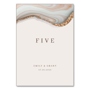 Tarjeta De Mesa Agate Stone Marble Table Number