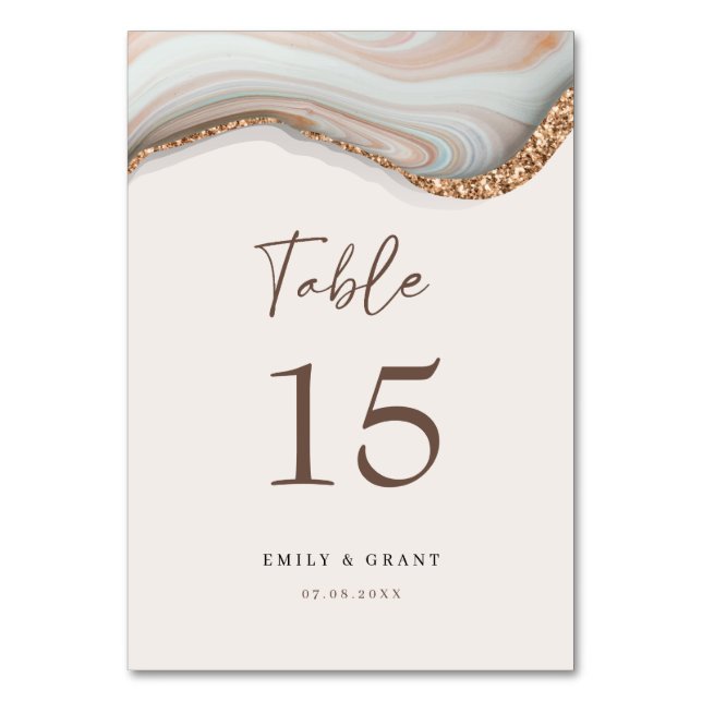 Tarjeta De Mesa Agate Stone Marble Table Number (Anverso)