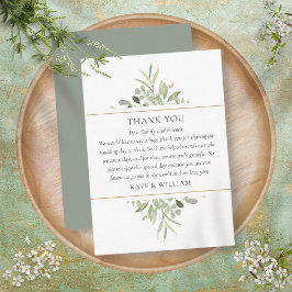 Tarjeta De Mesa Agradecimiento de boda de follaje verde elegante
