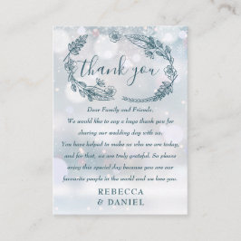 Tarjeta De Mesa Agradecimiento de boda de invierno de flores rústi