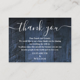 Tarjeta De Mesa Agradecimiento de boda de madera rústica azul