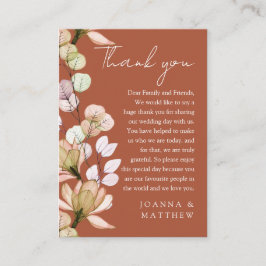 Tarjeta De Mesa Agradecimiento de boda de otoño floral rústico de 