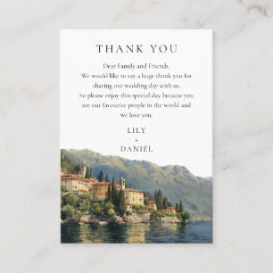 Tarjeta De Mesa Agradecimiento de boda en el lago Como italiano ac
