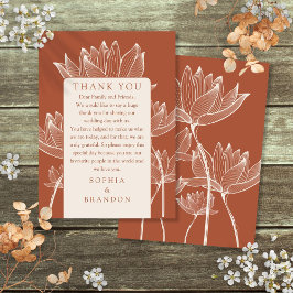 Tarjeta De Mesa Agradecimiento de boda floral de terracota