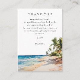 Tarjeta De Mesa Agradecimiento de Boda Tropical en Acuarela