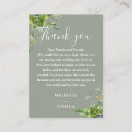 Tarjeta De Mesa Agradecimiento de boda verde salvia verde Eucalipt