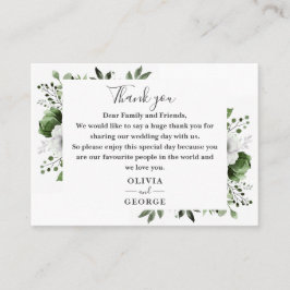 Tarjeta De Mesa Agradecimiento Floral Botánico Verde Oliva para Bo