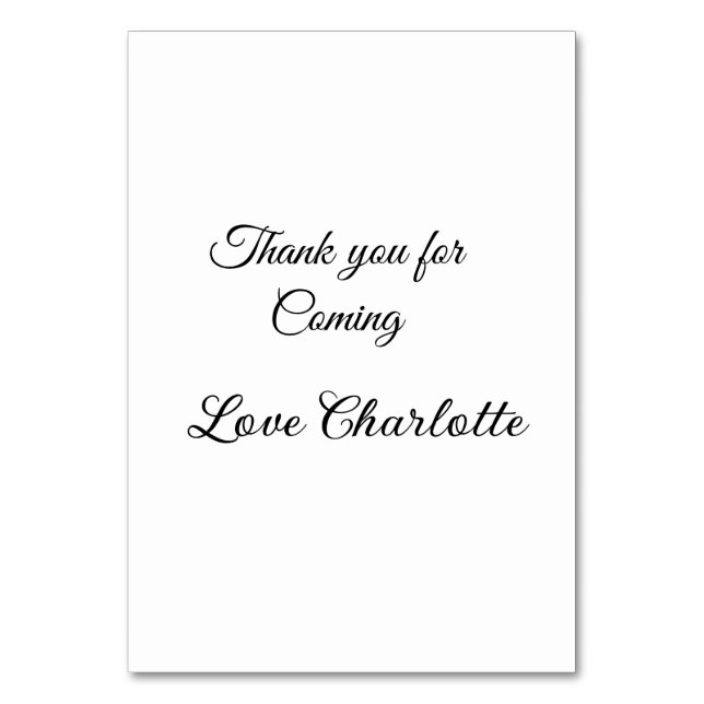 Tarjeta De Mesa agradecimientos por el mensaje de texto de añadir  (Anverso)