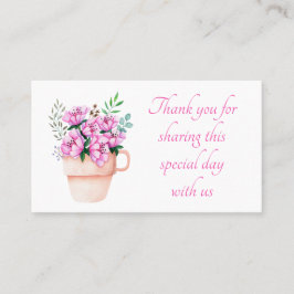Tarjeta De Mesa Agua Floral Rosa Gracias Flores Bodas Acuarela