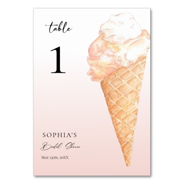 Tarjeta De Mesa Agua Hielo Crema Británica Ducha (Anverso)