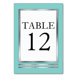 Tarjeta De Mesa Agua | Plata | Blanco Moderno Sencillo Elegante