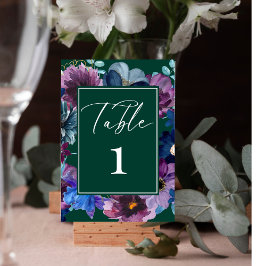 Tarjeta De Mesa Agua verde esmeralda floral Boda de invierno