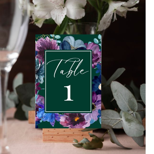 Tarjeta De Mesa Agua verde esmeralda floral Boda de invierno (Subido por el creador)