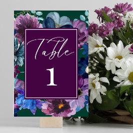 Tarjeta De Mesa Agua verde esmeralda floral Boda de invierno