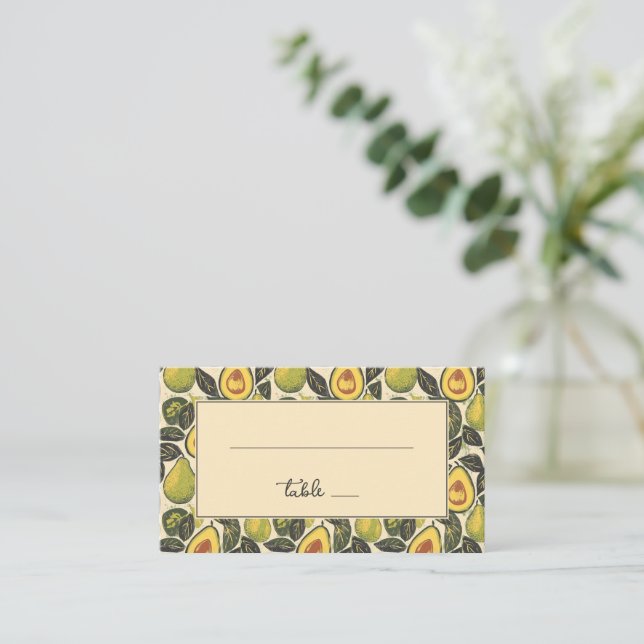 Tarjeta De Mesa Aguacate Botánico Verde Fresco (Anverso de pie)