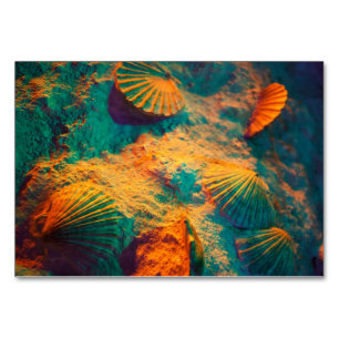 Tarjeta De Mesa Aguas marinas y arena