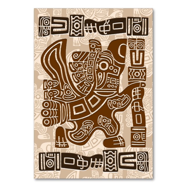 Tarjeta De Mesa Águila azteca guerrera arte tribal antiguo (Anverso)