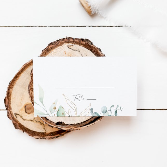 Tarjeta De Mesa Aire verde y Boda plano de hoja de oro (Subido por el creador)