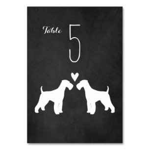 Tarjeta De Mesa Airedale Terrier Dog Silhouettes Boda Recepción