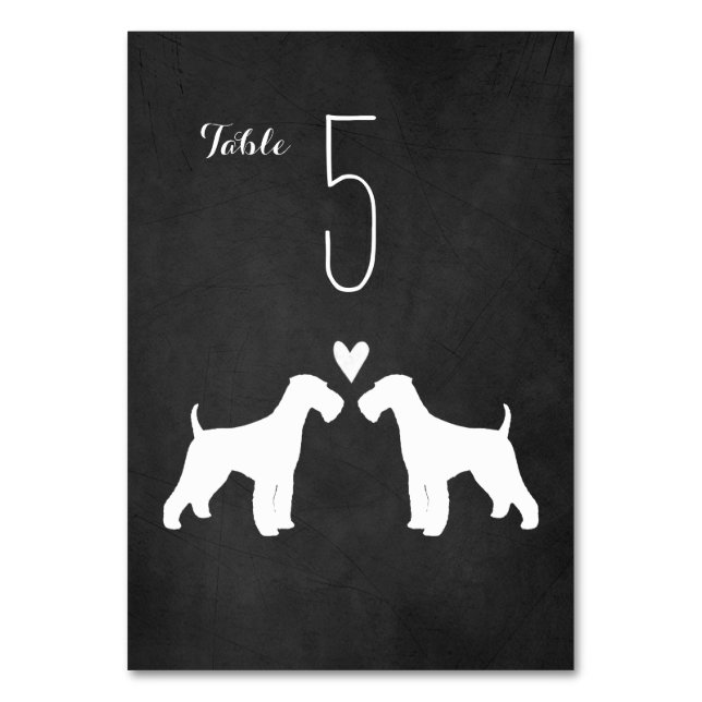 Tarjeta De Mesa Airedale Terrier Dog Silhouettes Boda Recepción (Anverso)