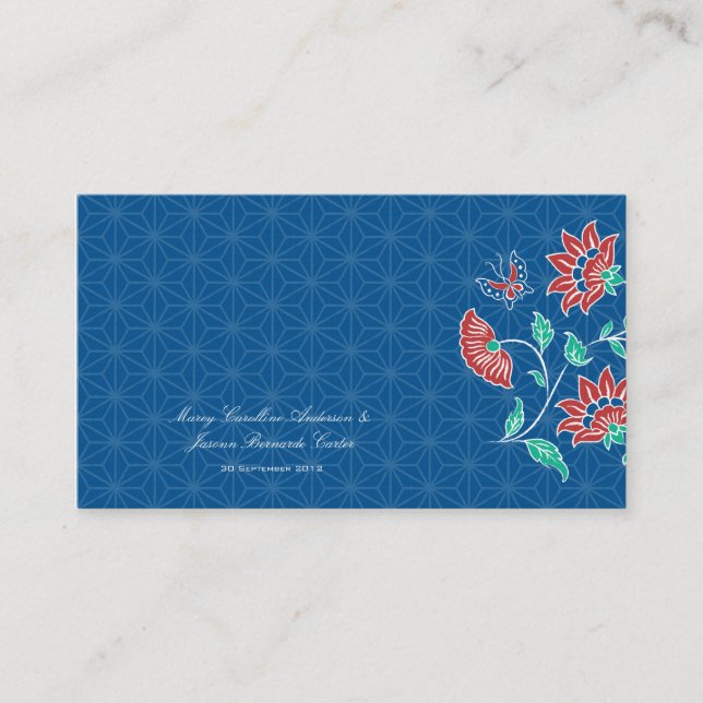 Tarjeta De Mesa Aiyana Floral Batik Boda Place Card (Anverso)