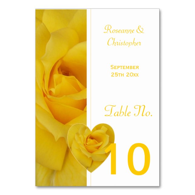 Tarjeta De Mesa Ajuste de tabla de Boda de rosa amarillo (Reverso)