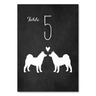 Tarjeta De Mesa Akita Dog Silhouettes Recepción de bodas
