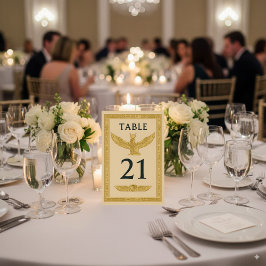 Tarjeta De Mesa Ala de Sol Egipcio y Ankh – Editable