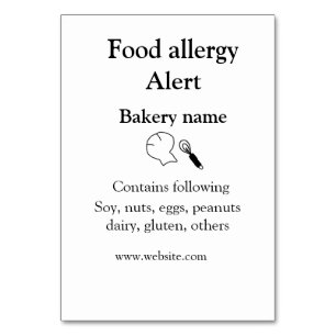Tarjeta De Mesa Alerta de alergia al alimento añadir nombre de los