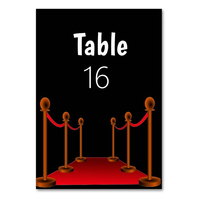 Tarjeta De Mesa Alfombra Roja de Hollywood Elegante Dulce 16 (Anverso)