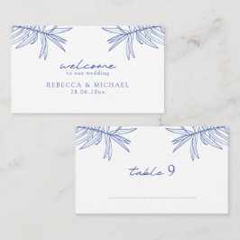 Tarjeta De Mesa Algo azul, mano simple, plano botánico