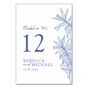 Tarjeta De Mesa Algo azul simple Botánico