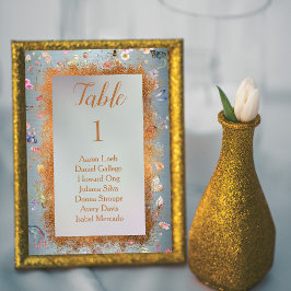 Tarjeta De Mesa Algo Elegante Boda de Flor Silvestre Azul