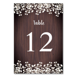 Tarjeta De Mesa Aliento de bebé de madera rústica Gypsophila Boda