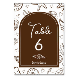 Tarjeta De Mesa All I Sea is Love Brown Seashells