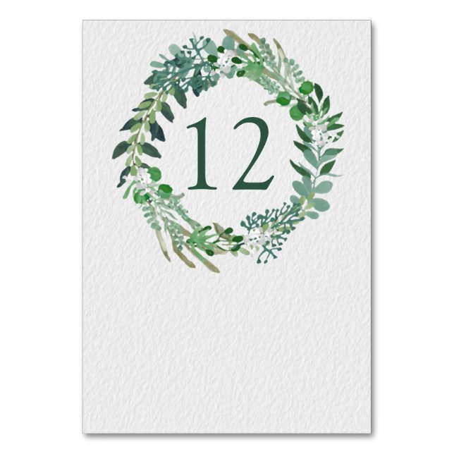 Tarjeta De Mesa All Seasons Green leaf Wreath Boda (Reverso)