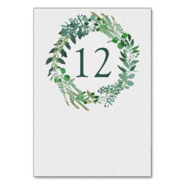 Tarjeta De Mesa All Seasons Green leaf Wreath Boda