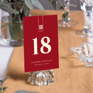 Tarjeta De Mesa Alto Rectángulo doble felicidad Boda chino