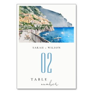 Tarjeta De Mesa Amalfi Coast Boda de Paisaje Acuático de Italia