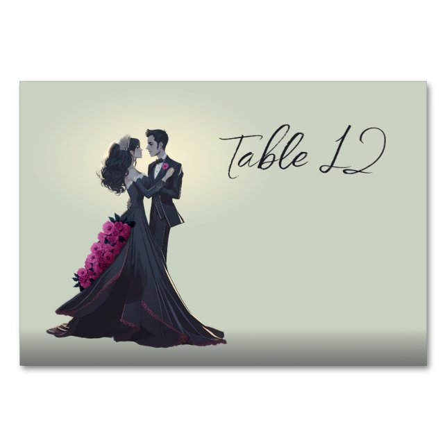 Tarjeta De Mesa Amantes góticos románticos elegantes mínimos (Anverso)