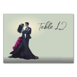 Tarjeta De Mesa Amantes Góticos Románticos Minimalistas Elegantes