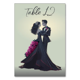 Tarjeta De Mesa Amantes Góticos Románticos Minimalistas Elegantes